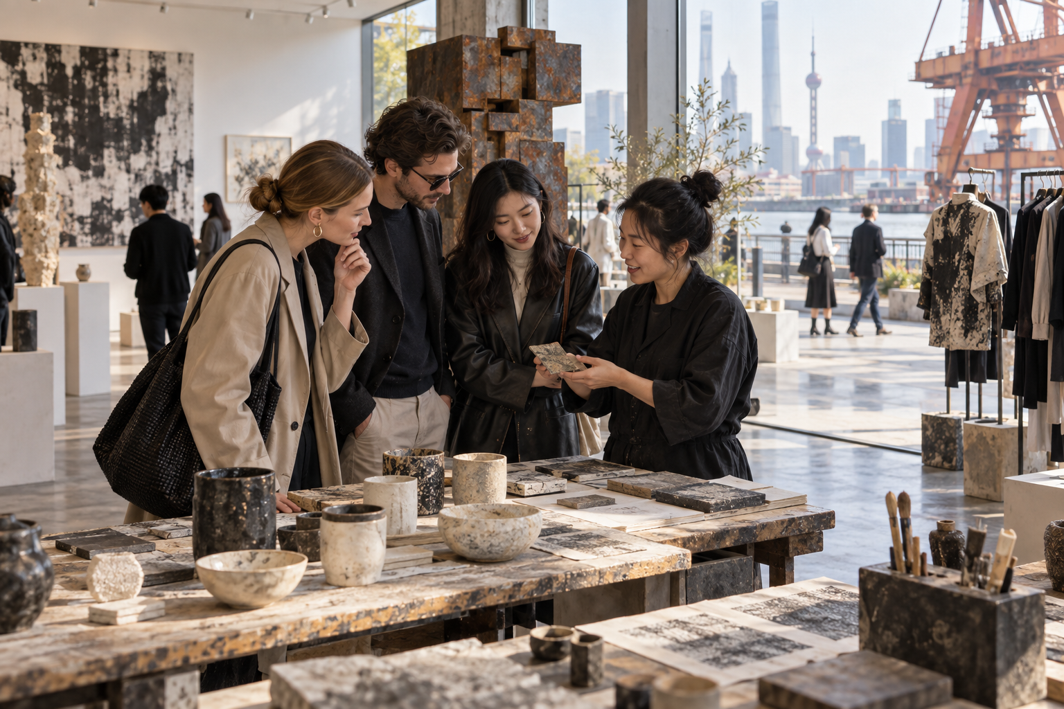 Visitors taking part in a creative workshop in Shanghai’s art and design district
